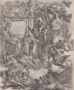 En allegori til ære for kardinal Franciottis ankomst som biskop af Lucca, 1637. af Pietro Testa