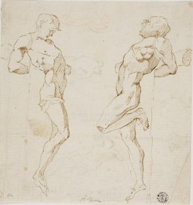 Studier til Tyve på korset (recto), Skitse af figurer (verso) af Pietro Testa