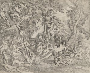 Venus Have, der hviler i midten foran en herm af Pan og omgivet ..., ca. 1631-37.