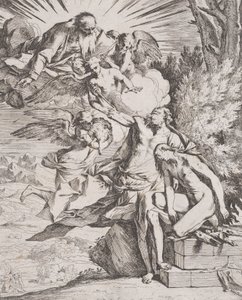 Isaks ofring af hans far Abraham, ca. 1640-42. af Pietro Testa