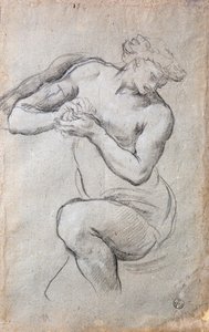 Mandsfigur, Study for Bacchus in the Age of Silver fresco af Pietro da Cortona
