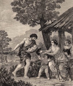 Romulus og Remus. Gravering efter maleriet af Pietro da Cortone. Stik fra 1860. af Pietro da Cortona