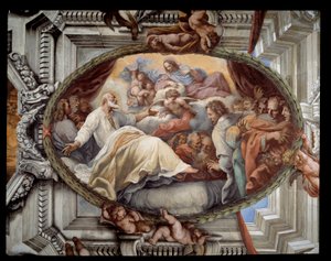 Genopretning af Skt. Philip efter åbenbaring af følgets jomfrufresko af Pietro da Cortona (Peter af Cortona) (1596-1669) 1652 Rom, røde værelse Santa Maria-kirken i Vallicella Italien af Pietro da Cortona