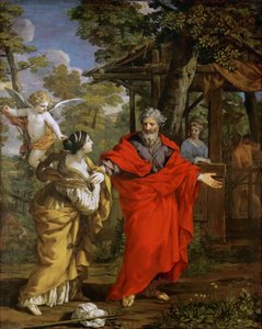 Hagars tilbagevenden - Pietro da Cortona (1596-1669). Olie på lærred, ca 1637. Mål: 124x99,5 cm. Kunsthistorisk Museum, Vienne af Pietro da Cortona