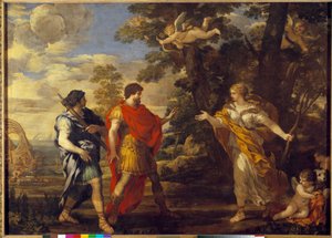 Venus som jæger optræder i Enee Painting af Pierre de Cortona (Pietro Berrettini dit Pietro da Cortona (1596-1669). 1600-tallet søn. 1,27x1,76 m. af Pietro da Cortona