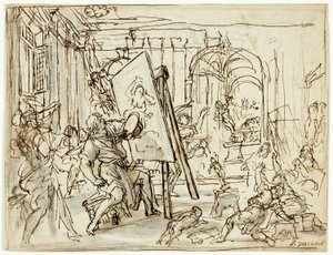 Jordskælv i en kunstners atelier af Pietro da Cortona