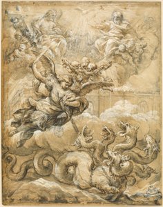 Den hellige treenighed med Sankt Michael, der besejrer dragen af Pietro da Cortona