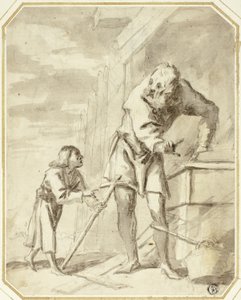 Sankt Josef med Jesusbarnet i hans tømrerværksted af Pietro della Vecchia