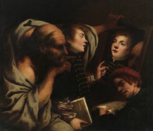 Sokrates og to studerende af Pietro della Vecchia