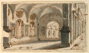 Scenedesign, indersiden af apsis af Pio Panfili