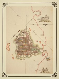 Kort over Gallipoli, fra "Kitab-I Bahriye" (litografi i farver) af Piri (after) Reis