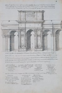 Claudiusbuen i Rom, tegning, fra romerske antikviteter, af Pirro Ligorio (1513-1583)