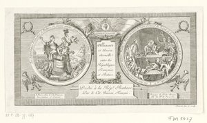 Medaillon op de Alliantie tussen de Franse en de Bataafse Republieken, 1795 Alliance og evig union mellem de franske og bataviske republikker (titel på objekt) af Poisson