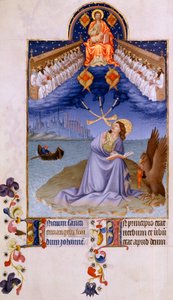 Sankt Johannes a Patmos. "" Miniature i "" Hertugen af Berrys meget rige timer"" af Pol De Limburg (1400-tallet). Chantilly, Musee Conde