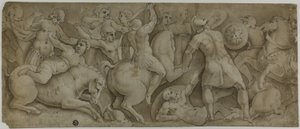 Slaget om amazonerne af Polidoro da Caravaggio