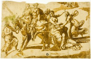Celias flugt af Polidoro da Caravaggio