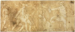 Perseus med Medusas hoved, der gør Phineus og hans tilhængere til sten