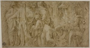 Historien om Niobe: Niobe modtager gaver fra tilbedere; Ungdom med Hest af Polidoro da Caravaggio
