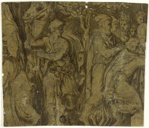 Historien om Niobe: Unge med hest; tilbedere af Polidoro da Caravaggio