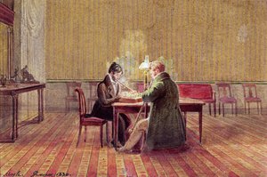 Adam Bernard Mickiewicz (1798-1855) spiller skak med en ven, 1830 af Polish School