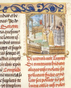 Velsignelse af en raseret kirkegård af en biskop fra det pavelige biskop Erasmus Ciolek, ca. 1510 (tempera og guld på pergament) af Polish School
