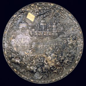 Kong John III Sobieskis (1624-96) Fortune Taling Shield (forgyldt jern og sølv)