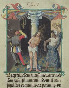 Ms Czart fol. CXCV Kristi flagellation, ca. 1510 (pergament)