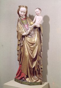 Jomfru og barn, ca. 1400 (polykromt træ)
