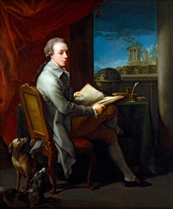 Par af portrætter, Gentleman (på lærred) af Pompeo Girolamo Batoni