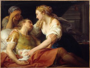 Døden af Marc Antoine, den romerske politiker og general Marc Antoine (Marcus Antonius) (83-30 f.Kr.) døde i Kleopatres arme. Maleri af Pompeo Batoni (1708-1787) 1760 Brest, Museum of Fine Arts