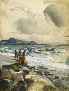 På stranden,