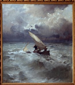 Tempete en mer (Storm på havet) Maleri af Pompeo Mariani (1857-1927) 1898 Dim 145x135 cm Genes, Galleria d