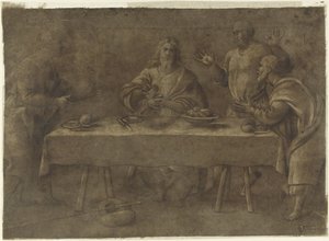 Måltid i Emmaüs af Pomponio Amalteo (attributed to)