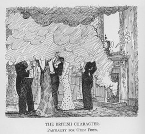 The British Character, Partiality for Open Fires (litho) af Pont