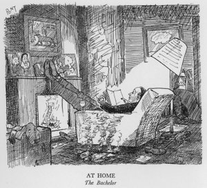 At Home, The Bachelor (litho) af Pont