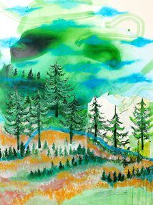 Abstrakt bjergskov af Poonam Choudhary