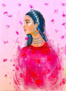 Den elegante kvinde med den lyserøde lotus af Poonam Choudhary