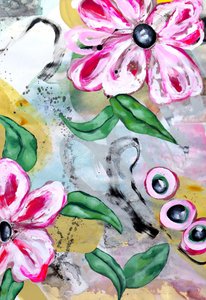 Livligt blomstermotiv i abstrakt stil