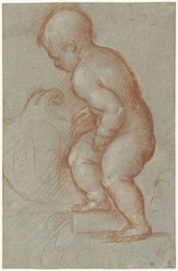 Putto med et våbenskjold af Pordenone (attributed to)