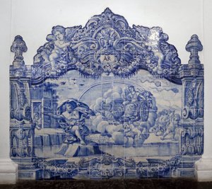 Allegori af luft - Azulejos, malet lertøj af Portuguese School