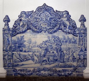 Allegory of the Earth - Azulejos, malet fajance af Portuguese School