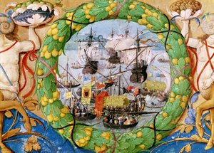 Festival for den portugisiske flåde, illustration fra Lettura Nova af Alem Douro, 1513 af Portuguese School