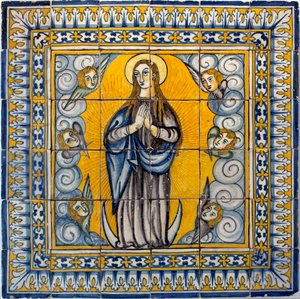 Vor Frue af undfangelsen - Azulejos de Lissabon (Portugal) 1650-1675 (Vor Frue af undfangelsen, Tile, Lissabon af Portuguese School
