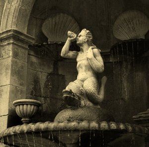 Triton Fountain, Sanctuary of Our Lady of Remedies, Lamego, Portugal 1738 (sten) af Portuguese School
