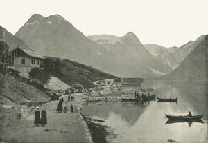 Mundal, ved Fjaerlandsfjorden, Sogn, Norge, 1895.
