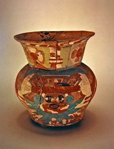 Dekoreret vase, Teotihuacan Culture (keramik) af Pre Columbian Pre Columbian