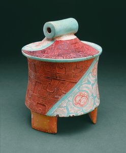 Stativbeholder med pladeben (stuccoed blackware) af Pre Columbian Pre Columbian
