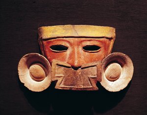 Menneske maske, fra Teotihuacan (bemalet sten)