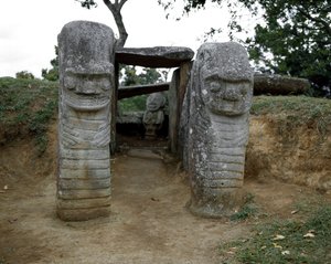 Megalitisk skulptur af zoomorfe karyatider af Pre Columbian Pre Columbian