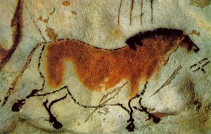En hest, ca. 15.000-10.000 f.Kr. (pigmenter på sten) af Prehistoric